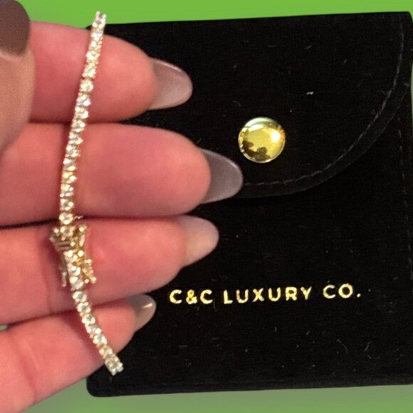 C&C LUXURY CO MAISSANITE TENNIS BRACELET - GOLD - NWT - Picture 1 of 2